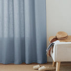 RYB HOME Semi Sheer Linen Curtains 108 inches Long, Light Filtering Airy Machine Washable Durable Vintage Window Decor for Living Room Bedroom Nursery, Dusty Blue, W 60 x L 108, 1 Pc
