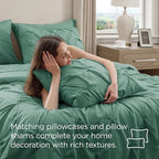 Bedsure Full Size Comforter Sets - Bedding Sets Full 7 Pieces, Pintuck Bed in a Bag Graysih Green Bed Set with Comforter, Sheets, Pillowcases & Shams