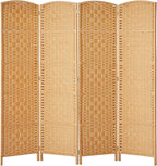 6 ft. Tall-Extra Wide-Diamond Weave Fiber Room Divider - Light Beige - 4 Panel
