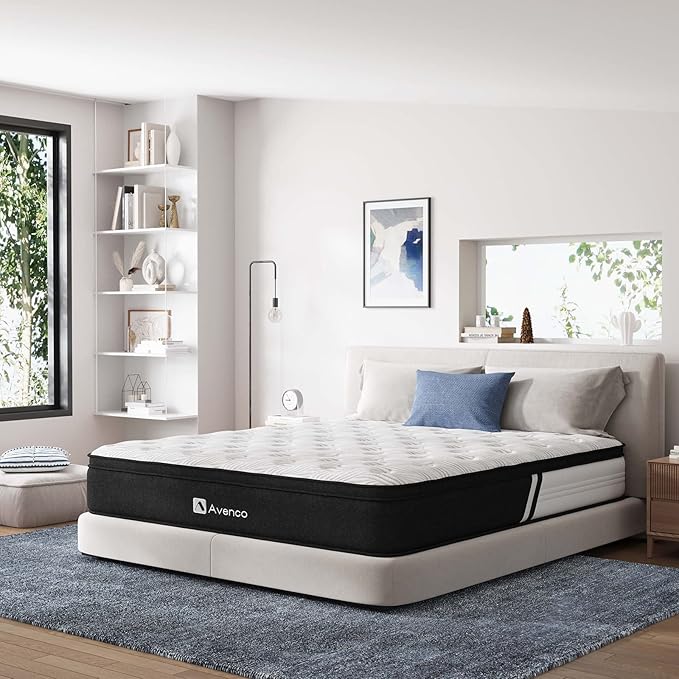 Avenco Full Mattress, 12 Inch Hybrid Mattress with Gel Memory Foam, Bamboo Charcoal and Individually Pocket Innerspring Mattress in a Box for Motion Isolation, Edge Support, CertiPUR-US Certified