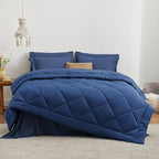 Love's cabin Twin XL Comforter Set Dark Blue, 5 Pieces Twin XL Bed in a Bag, All Season Bedding Sets with 1 Comforter, 1 Flat Sheet, 1 Fitted Sheet, 1 Pillowcase and 1 Pillow Sham