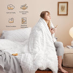 Bedsure Oversized Queen Comforter Set - White Comforter, Boho Tufted Shabby Chic Bedding for Kids, 3 Pieces Vintage Farmhouse Bed Set for All Seasons, Fluffy Soft Bedding with 2 Pillow Shams