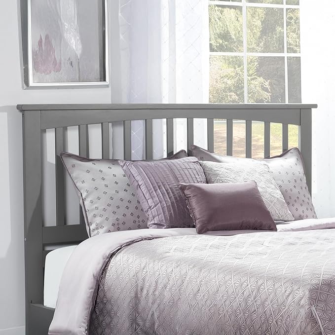 AFI, Mission Queen Solid Wood Headboard with Attachable Charger, Grey