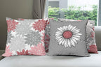 Ambesonne Floral Throw Pillow Cushion Case Pack of 4, Flower Petals Modern Color Palette Chamomile Peony Dahlia and Sunflower Print, Modern Accent Double-Sided Digital Printing, 18", Dark Coral Grey