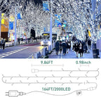 Quntis 164ft 2000 LED Cluster Christmas String Lights - 8 Modes Christmas Tree Lights - Outdoor Waterproof Dark Green Wire Christmas Lights Plug in for Holiday Wedding Party Home Decor, White