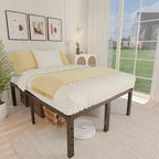 ALDRICH 18 Inch Metal California King Size Bed Frame - Black Basic Steel Slats Cali Platform, Easy Assembly Heavy Duty Noise Free Cal Bedframes, No Box Spring Needed