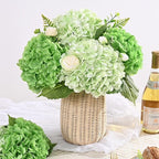 6 Pcs Real Touch Hydrangea Artificial Flowers, 21" Light Green & Dark Green Full Faux Hydrangea Flowers Latex Fake Flowers for Home Decor Party Floral Arrangements Wedding Bouquets Outdoor Decor