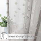 MYSKY HOME Pom Pom Grey Sheer Curtains for Bedroom Girls Room Curtains 108 Inches Long for Nursery Kids Light Filtering Boho Window Drapes, Rod Pocket, 38" Wide, 2 Panels
