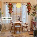 RECUTMS Hanging Rose Flowers Artificial Vine PlantsFlower Garland for Home Room Garden Wedding Indoor Outdoor Decoration (Red)