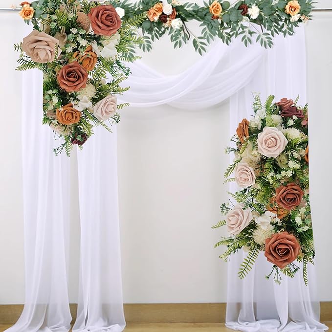 Artificial Fake Flowers 25pcs Roses, Shade of Brown Foam Rose Faux Flower for DIY Wedding Bouquets Bridal Shower Centerpieces Floral Arrangements Party Tables Home Decorations