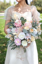 Artificial Flowers Combo Box Set Faux Fake Flower Leaf with Stems Arrangements for DIY Wedding Bouquets Party Table Centerpieces Home Decorations Yellow Pink