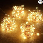 4 Pack 50 LED Warm White Battery-Powered Mini Christmas Fairy Lights, 16.4 FT Flexible Copper Wire, Indoor/Outdoor, LED, Battery Operated