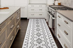 Custom Size Southwestern Style Runner Rug Mat for Wide Hallway Entryway Kitchen Laundry Room with Slip Resistant Latex Rubber Backing, Aztec Light Grey, 31 inch X 12 feet
