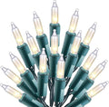 Holiday Essence Clear Christmas Lights Green Wire, 100 Incandescent Mini String Lights Set for Indoor Outdoor Holiday Lighting Decoration, Christmas Tree Lights, Static Flashing UL Certified