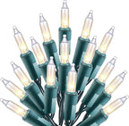 Holiday Essence Clear Christmas Lights Green Wire, 100 Incandescent Mini String Lights Set for Indoor Outdoor Holiday Lighting Decoration, Christmas Tree Lights, Static Flashing UL Certified