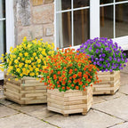 GREENRAIN Artificial Flowers Outdoor Fake Flowers for Decoration UV Resistant No Fade Faux Plastic Plants Garden Porch Window Box Décor (6 Bundles, 2#Yellow)