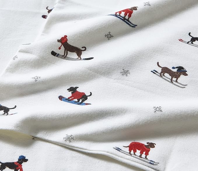 Eddie Bauer - Flannel Sheets Full Size, Anti-Pilling & Wrinkle Resistant Cotton, Touchably Soft for All-Season Comfort - Bed Sheets with Matching Pillowcase & Fitted Sheet (Ski Patrol White)