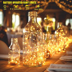 6 Pack Fairy Lights Battery Operated with Timer 2PCS Remote 6.5ft 20LED Warm White Twinkle Lights Waterproof Silver Wire Fireflies Lights DIY Mason Jar Wedding Party Christmas Centerpiece Table Deco