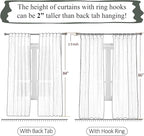 White Sheer Linen Pinch Pleated Sliding Door Curtains, 2x50 Inches Width, Cotton Look Light Filtering Drapes 84 Inches Long, Soft Textured Modern Farmhouse Window Curtain Panels