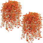 12 Pcs Artificial Hanging Mums Flowers Outdoor, Orange UV Resistant Fake Hanging Fall Plants for Outdoor Planter Patio Front Door Window Autumn Decoration (12, Orange)