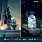 MUMUXI 20 Pack 3.3ft Fairy Lights Battery Operated String Lights, Mini White LED Powered, Waterproof, Silver Wire Firefly Mason Jar for Home, Party, Wedding Decorations, Cool White