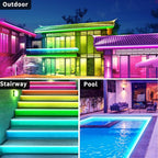 300 ft Outdoor LED Strip Lights Waterproof,IP68 Waterproof LED Light Strips with Remote,App Control Music Sync RGB Outdoor LED Rope Lights,LED Lights for Bedroom,Roof,Deck,（2 Rolls of 150ft）