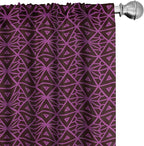 Ambesonne Lattice Window Curtains, Abstract Symmetric Pattern with Geometric Elements in Pink Color Shade, Lightweight Decor 2-Panel Set with Rod Pocket, Pair of - 28" x 63", Brown Magenta