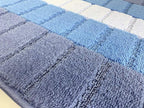 Custom Size Coastal Nautical Style Runner Rug Carpet for Hallway Entryway, Slip Resistant Latex Rubber Backed, 31 inch Wide X Customized Length, Squares Blue, 31 inch X 27 feet