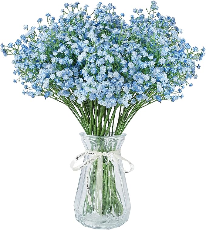 Babys Breath Artificial Flowers,30 Pcs Gypsophila Real Touch Flowers for Wedding Party Home Garden Decoration 16.6inch Blue
