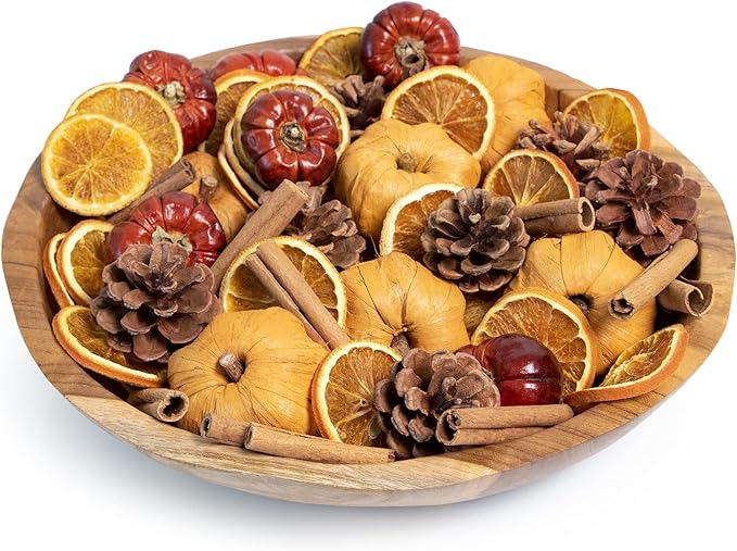 ANDALUCA Potpourri Mini Pumpkins, Cinnamon, Orange Slices & Pumpkin Spice Fragrance Vial Included Vase & Bowl Filler (Pumpkin Spice)