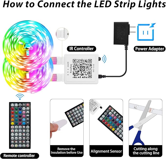 300FT Led Lights for Bedroom, Color Changing RGB Led Strip Lights Indoor, Remote and App Control Led Light Strip Music Sync , DIY Fancy Led lights for Room Home Decor Ambient Lighting (3*100FT)