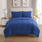 Sweet Home Collection 7 Piece Comforter Set Bag Solid Color All Season Soft Down Alternative Blanket & Luxurious Microfiber Bed Sheets, Royal Blue, Queen