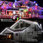 Brizled Color Changing Icicle Lights, 29ft 360 LED Christmas Icicle Lights with Remote, 11 Modes Cool White & Multicolor Xmas Lights for Xmas Wedding Home