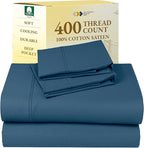 California Design Den King Bed Sheets Set - Soft 400 Thread Count Sateen, Natural 100% Cotton Sheets, Deep Pockets with All-Around Elastic for a Snug Fit, Cool & Durable Bedding Set - Peacock Blue