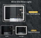 60"x28" LED Bathroom Mirror with Anti-Fog, Stepless Dimmable Lights, 3 Color Modes, Shatter-Proof Tempered Glass, Memory Function & Waterproof Design