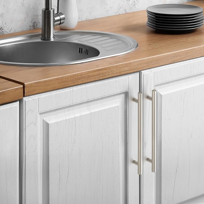 JOY DECOR 10 Pack Cabinet Handles, Brushed Nickel Cabinet Pulls, 7-1/2 in Hole Center Kitchen Cabinet Handles, Stainless Steel T Bar Handles for Dresser Drawers