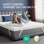 ELEMUSE 4 Inch Gel Memory Foam Mattress Topper Queen Size Pressure-Relieving Mattress Topper for Back Pain,Non-Slip Design with Removable & Washable Cover, CertiPUR-US