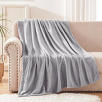 Exclusivo Mezcla Fleece Throw Blanket for Couch, Sofa, 300GSM Super Soft and Warm Blankets, Light Grey Throw All Season Use, Cozy, Plush, Lightweight, 50x60 Inches