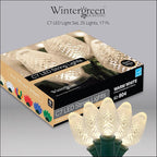 Wintergreen Lighting 25 C7 Warm White LED Christmas Lights – 17 ft Indoor Outdoor String Lights for Trees, Rooflines, and Events