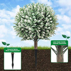 2 Pack White Artificial Christmas Tree, 24'' Outdoor Xmas Ball Tree,Fake Boxwood Topiaries with Spike,Faux Plants for Planters Urn Filler, Porch Potted Entrance Driveway Decor
