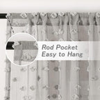MYSKY HOME Pom Pom Grey Sheer Curtains for Bedroom Girls Room Curtains 108 Inches Long for Nursery Kids Light Filtering Boho Window Drapes, Rod Pocket, 38" Wide, 2 Panels