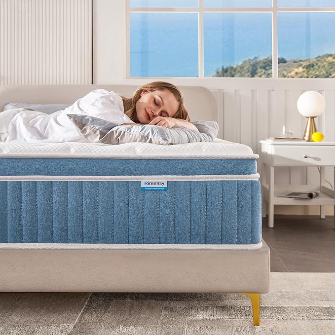 Rimensy King Mattress, 12 Inch Hybrid King Size Mattresses in a Box, Upgrade Individually Pocket Springs, Medium Firm