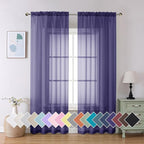 Aiyufeng Purple Sheer Curtains 84 Inches Long 2 Panels Set, Light Filtering Soft Airy Voile Rod Pocket Purple Sheer Window Drapes for Bedroom Living Room, Each 40Wx84L Inches