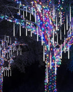 Joomer Christmas Lights Outdoor, 11.8 inch 10 Tubes 240 LED Meteor Shower Lights, LED Snow Falling Icicle Cascading Light with Timer Waterproof and Connectable for Christmas Decoration (White)