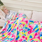 Colorful Blanket King Size- Premium Lightweight Anti-Static Rainbow Throw Soft Couth Sofa Cozy Warm Flannel Blankets Plush Gift for Daughter Mom, Bedroom Decor 90" x 108"(Rainbow King)