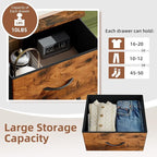 Somdot Tall Dresser for Bedroom with 6 Drawers, Storage Organizer Chest of Drawers with Removable Fabric Bins for Closet Bedside Living Room Laundry Entryway Hallway, Wood Grain Print