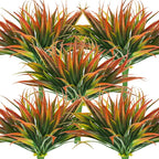 32Pcs Artificial Grass Fake Plants 17.3in Outdoor Plastic Plants UV Resistant Greenery Fake Grass for Home Window Garden Office Patio Hanging Planter Pathway Front Porch Décor Red