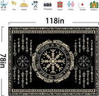 OSUNBD Nordic Vikings Tapestry Large 118x78inches Soft Flannel Vegvsir Symbol Amulet Celtic Rune Scandinavian Aesthetic Mythology Tapestry Wall Hanging for Bedroom Living Room Decor