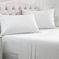 Mellanni Queen Sheets Set - 4 PC Iconic Collection Bedding - Hotel Luxury, Extra Soft, Cooling Bed Sheets - Wrinkle, Fade, Stain Resistant (Queen, Pin Stripe Gray)