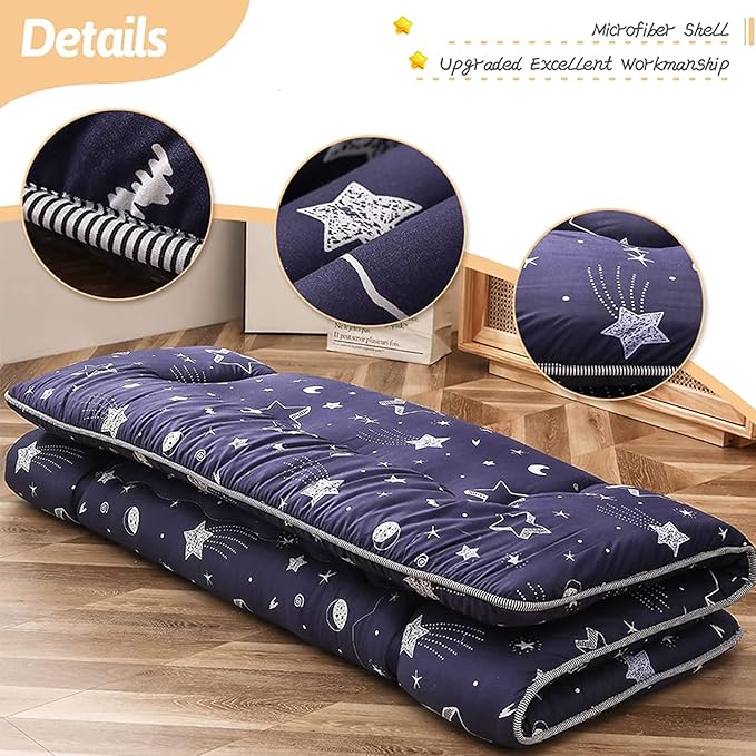 MAXYOYO Navy Star Futon Mattress Japanese Floor Mattress Tatami Floor Mat Foldable Bed Portable Camping Mattress Kids Sleeping Pad Floor Lounger Couch Bed Twin Size